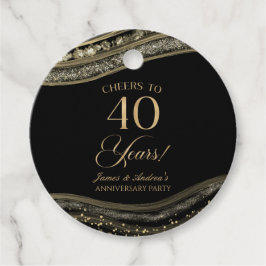 Elegante Black Gold Agate 40e Jubileum Party Bedankjes Labels