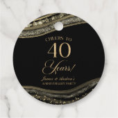 Elegante Black Gold Agate 40e Jubileum Party Bedankjes Labels (Achterkant)