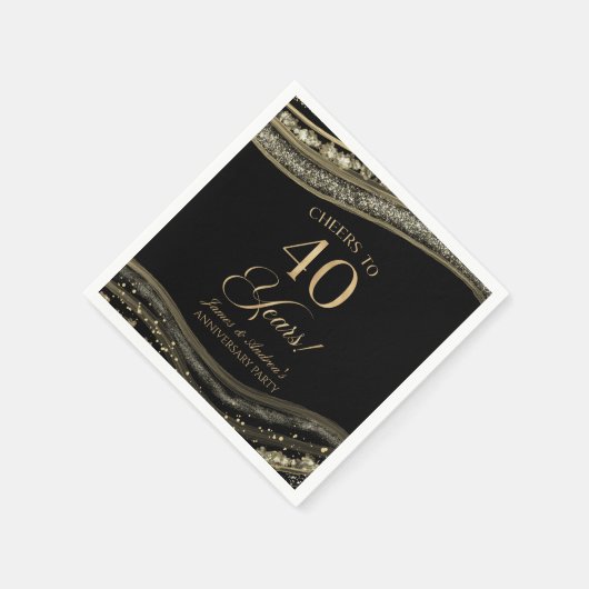 Elegante Black Gold Agate 40e Jubileum Party Servet (Hoek)