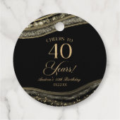 Elegante Black Gold Agate 40e verjaardagsfeestje Bedankjes Labels (Achterkant)