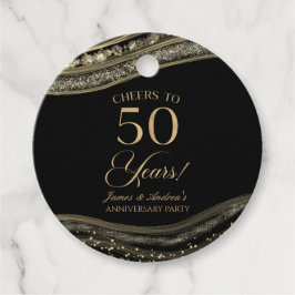 Elegante Black Gold Agate 50e Jubileum Party Bedankjes Labels