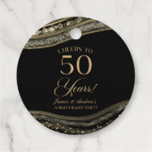 Elegante Black Gold Agate 50e Jubileum Party Bedankjes Labels (Achterkant)