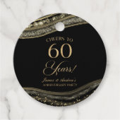 Elegante Black Gold Agate 60e Jubileum Party Bedankjes Labels (Voorkant)
