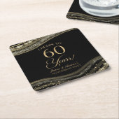 Elegante Black Gold Agate 60e Jubileum Party Kartonnen Onderzetters (Schuin)
