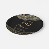 Elegante Black Gold Agate 60e Jubileum Party Papieren Bordje (Gekanteld)
