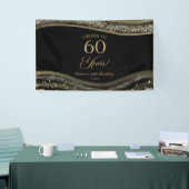 Elegante Black Gold Agate 60e Verjaardagsfeest Spandoek (Beurs)