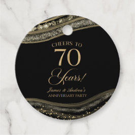 Elegante Black Gold Agate 70e Jubileum Party Bedankjes Labels