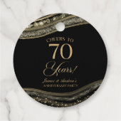 Elegante Black Gold Agate 70e Jubileum Party Bedankjes Labels (Achterkant)