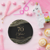 Elegante Black Gold Agate 70e Jubileum Party Papieren Bordje (Feest)
