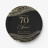 Elegante Black Gold Agate 70e Jubileum Party Papieren Bordje (Voorkant)