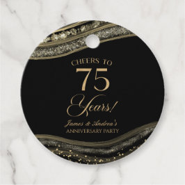 Elegante Black Gold Agate 75e Jubileum Party Bedankjes Labels