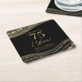 Elegante Black Gold Agate 75e Jubileum Party Kartonnen Onderzetters (Schuin)