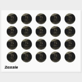 Elegante Black Gold Agate 75ste Verjaardagsfeestje Ronde Sticker (Vel)