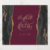 Elegante Black Gold Agate Bourgogne bruiloft Likeurfles Etiket (Enkel label)