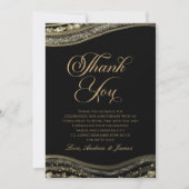 Elegante Black Gold Agate Jubileumfeest Bedankkaart (Voorkant)