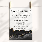 Elegante Black & Gold Agate Salon Grand Opening Flyer