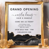 Elegante Black & Gold Agate Salon Grand Opening Flyer