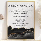 Elegante Black & Gold Agate Salon Grand Opening Flyer