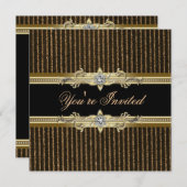 Elegante Black Gold Black Stropdas Party Uitnodigi Kaart (Voorkant / Achterkant)