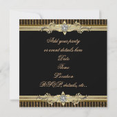 Elegante Black Gold Black Stropdas Party Uitnodigi Kaart (Achterkant)