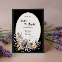 Elegante Black Gold Bloemige Trouw Save The Date