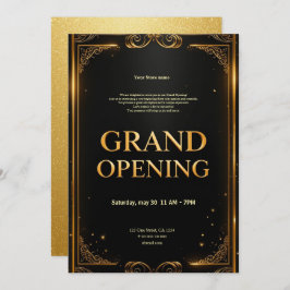 Elegante Black & Gold Business Grand Opening Uitno Feestdagenkaart