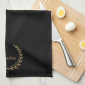 Elegante Black Gold Chef Quote: Fit for the Gods Theedoek (Quarter Fold)