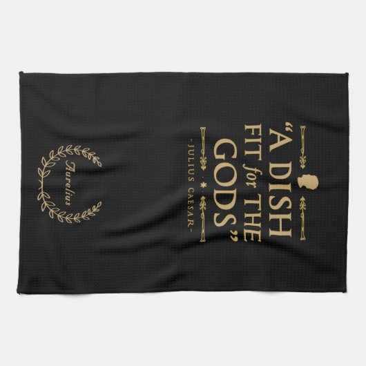 Elegante Black Gold Chef Quote: Fit for the Gods Theedoek (Horizontaal)