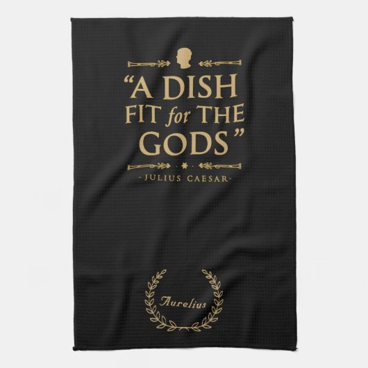 Elegante Black Gold Chef Quote: Fit for the Gods Theedoek (Verticaal)