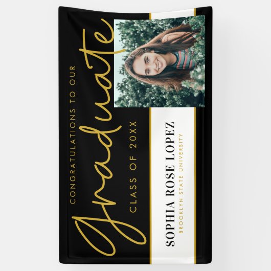 Elegante Black Gold Class van 2021 Afstuderen Foto Spandoek (Verticaal)