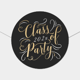 Elegante Black Gold Class van 2025 Afstuderen Ronde Sticker