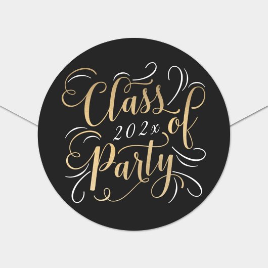 Elegante Black Gold Class van 2025 Afstuderen Ronde Sticker