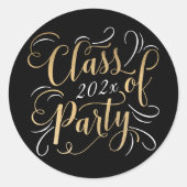 Elegante Black Gold Class van 2025 Afstuderen Ronde Sticker (Voorkant)