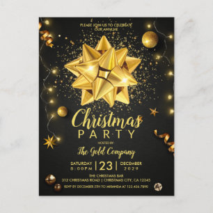 Elegante Black Gold Corporate Christmas Uitnodiging Briefkaart