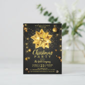 Elegante Black Gold Corporate Christmas Uitnodiging Briefkaart (Staand voorkant)