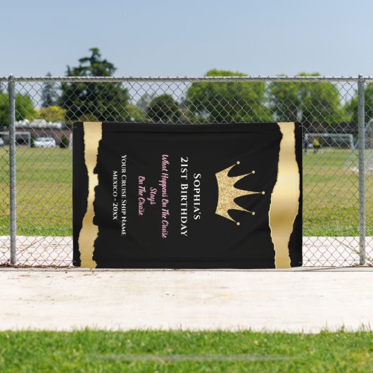 Elegante Black Gold Cruise Door Verjaardag Spandoek (Insitu)