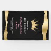 Elegante Black Gold Cruise Door Verjaardag Spandoek (Horizontaal)