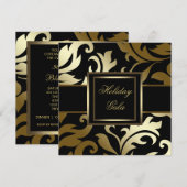 Elegante Black Gold Damask Party Uitnodigingen (Voorkant / Achterkant)