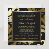 Elegante Black Gold Damask Party Uitnodigingen (Achterkant)