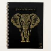 Elegante Black & Gold Elephant Personal Weekly Planner (Voorkant)