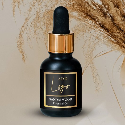 Elegante Black & Gold Essential Oil Dropper-fles Etiket