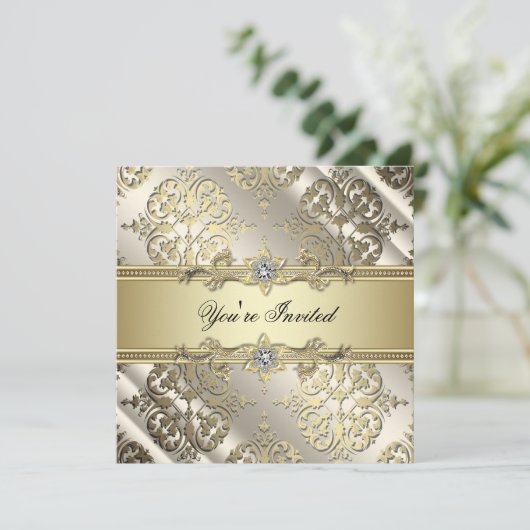 Elegante Black Gold Feest Kaart (Staand voorkant)