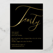 Elegante Black & Gold Folie 40e verjaardag uitnodi Folie Uitnodiging (Voorkant)