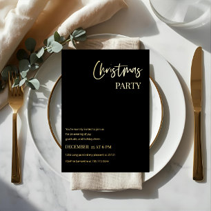 Elegante Black & Gold Folie Kerstfeest Uitnodiging