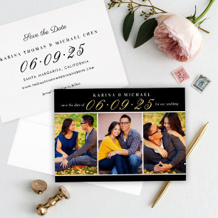 Elegante Black Gold Folie Save the Date Uitnodiging