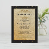 Elegante Black Gold Formal College Graduation Part Kaart (Staand voorkant)