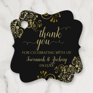 Elegante Black & Gold Frilly bruiloft Dank u Bedankjes Labels
