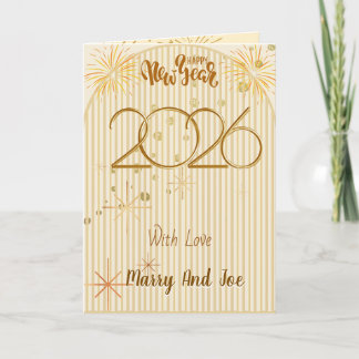 Elegante Black Gold Gelukkig Nieuwjaar 2026 Groet Feestdagen Kaart