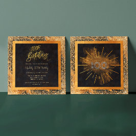 Elegante Black Gold Glitter 100ste verjaardagsfees Kaart