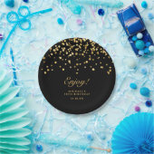 Elegante Black & Gold Glitter 50ste verjaardag Papieren Bordje (Feest)